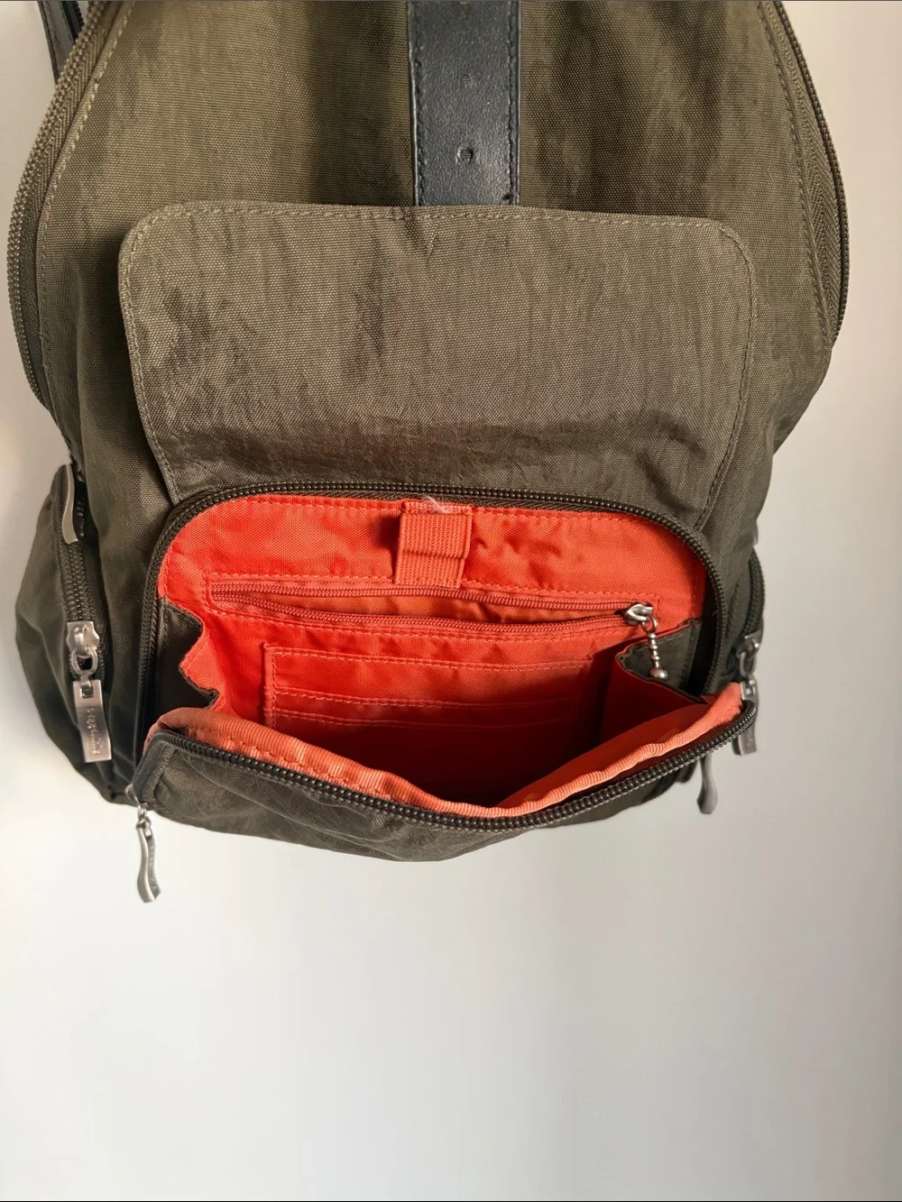 Baggallini Olive and Black Nylon and leather Backpack